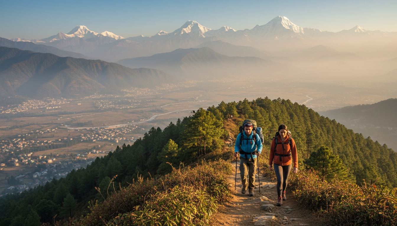 Hikers enjoying a ridge trail